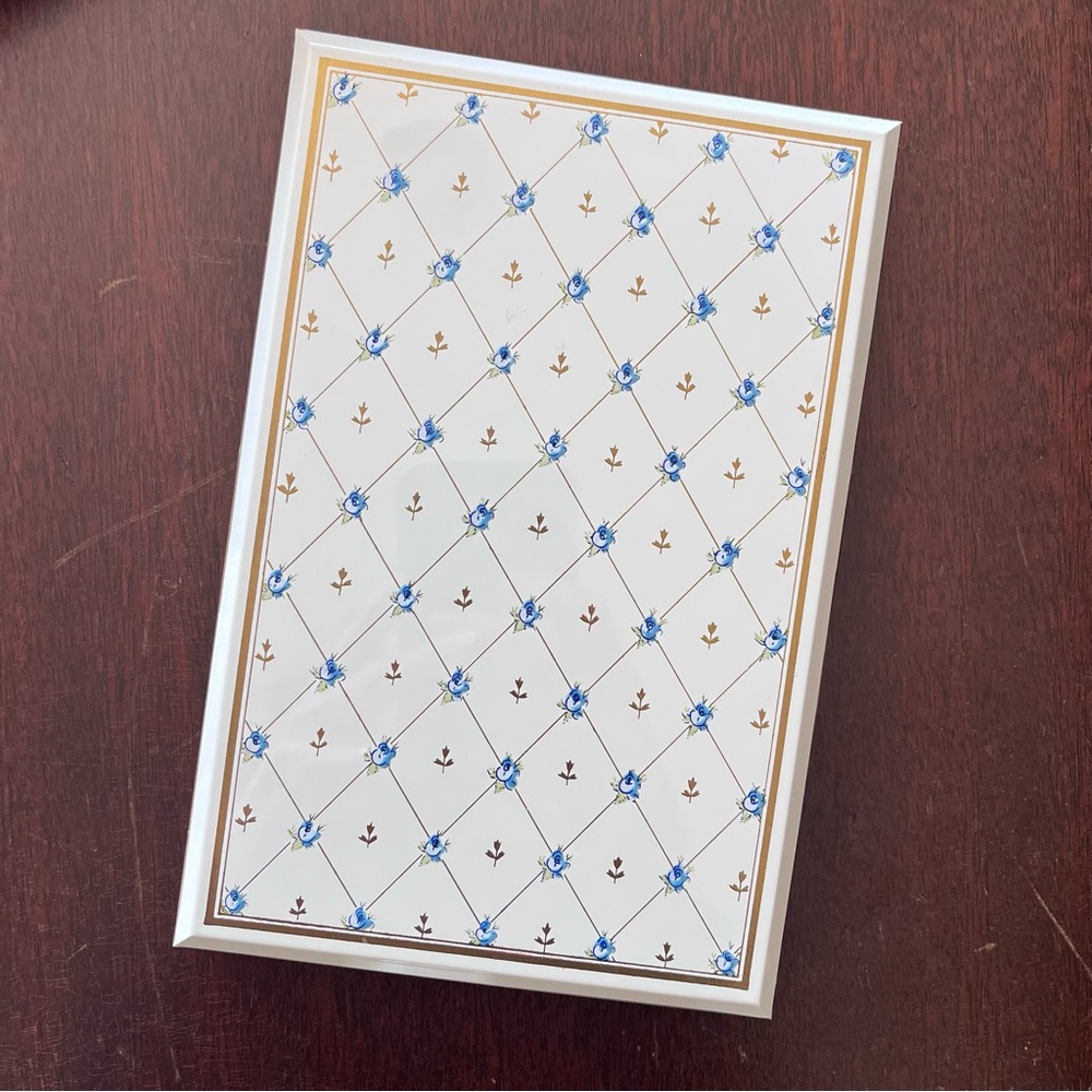 Vintage Otagiri Japan Lacquerware Address Book Blue Rose Gold Trim Unused NEW